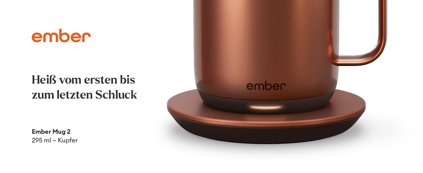 Розумний термокружка Ember Smart Mug 2, 295 мл, з регулюванням температури, керування через додаток, акумулятор, LED дисплей, мідний колір