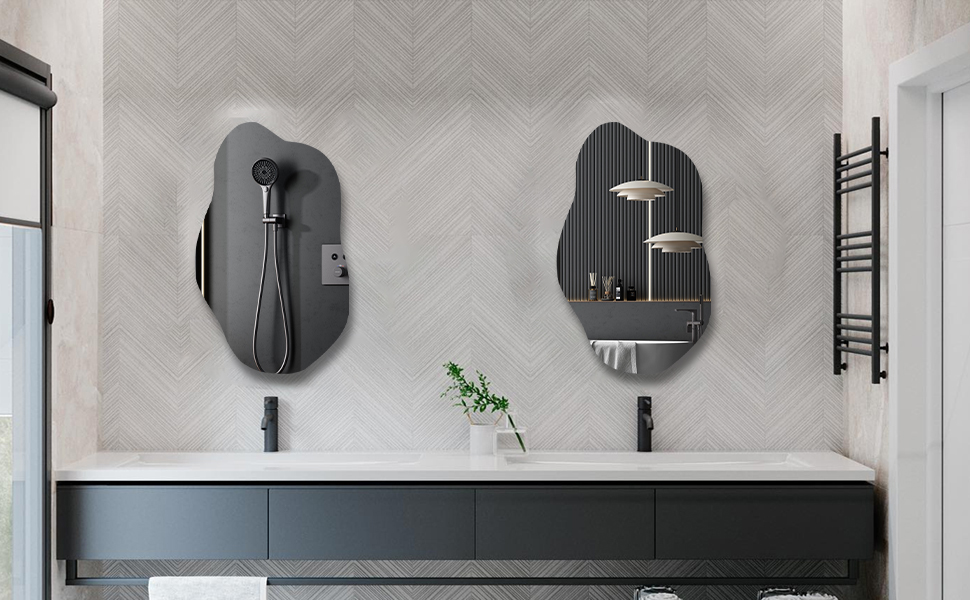 Дзеркало для ванної кімнати Boromal, чорне, 62x90 см, вертикальне/горизонтальне, декоративне