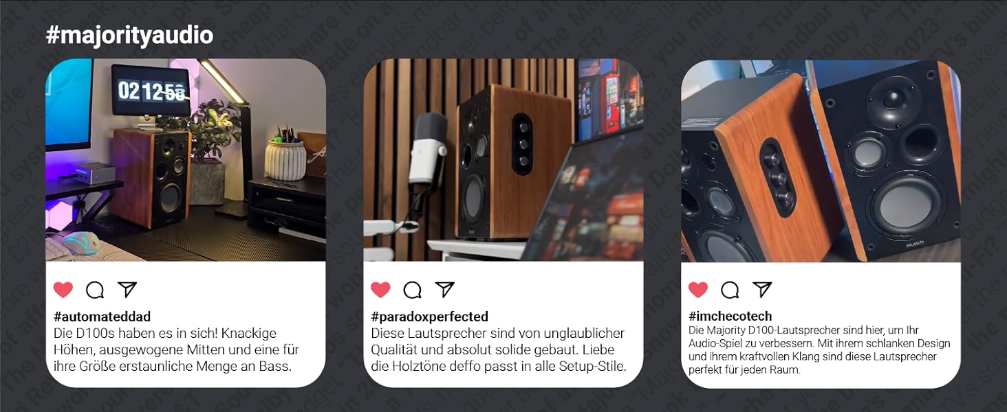 Активні колонки Majority D70X Bluetooth | HDMI ARC | Студійний монітор DJ з вуглецевими мембранами | 70W стерео колонки для ПК | Монітори з пультом дистанційного керування (Чорний)