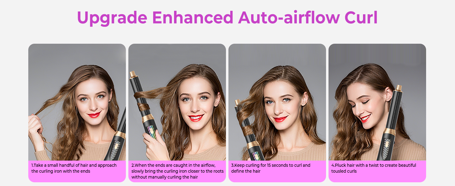 UKLISS Airstyler 5-в-1: Професійний фен-щітка з іонізацією, авто-завивкою 32мм для об'єму, сушіння, випрямлення та завивки волосся будь-якого типу, чорний