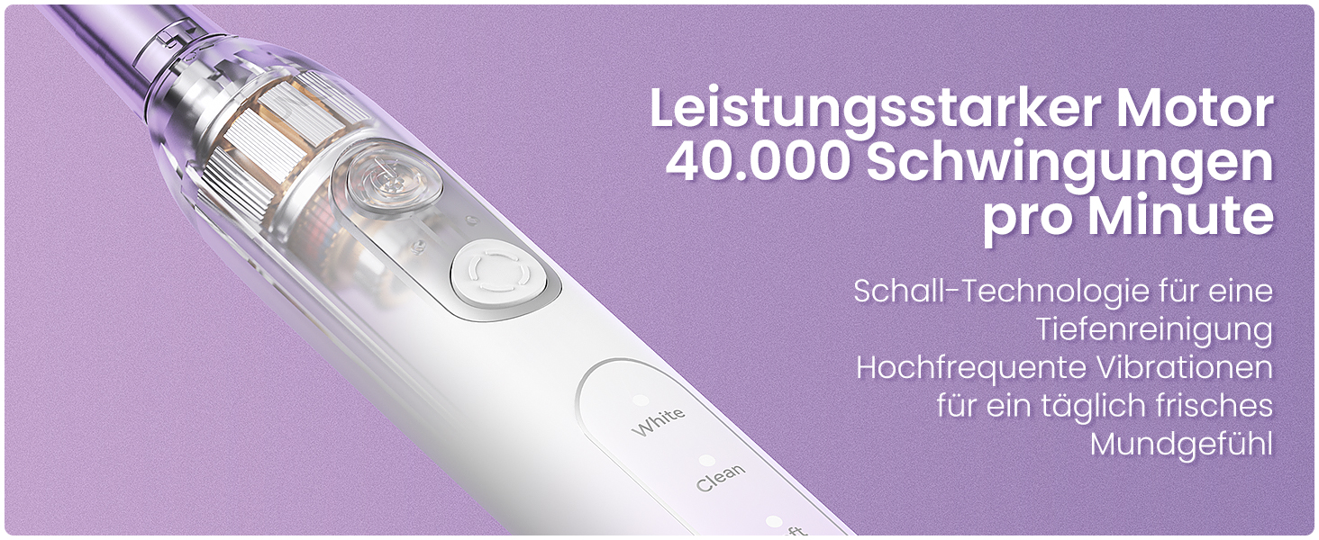 Електрична зубна щітка YUNCHI - звукова, для дорослих та дітей, 40000 VPM, USB-C, 5 режимів, 8 насадок + чохол, блакитна (C2 фіолетовий та білий)