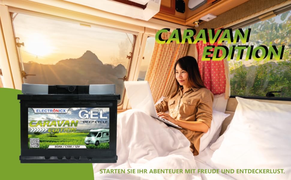 Гелева батарея 12 В 120 Ач Caravan Edition Сонячні батареї GEL Technology 12 В батарея сонячна, сонячна батарея Акумулятор для човнів Автофургони, Караван кемпінг (80 Ач)