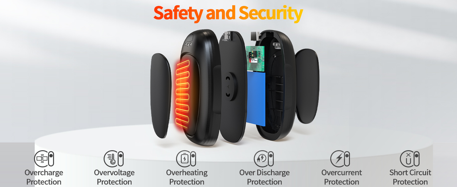 Електричні грілки для рук, 2 шт. - багаторазові, з 3 режимами нагріву, для дітей та дорослих, чорного кольору