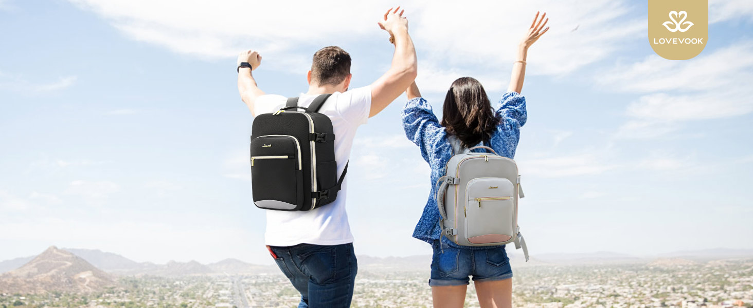 Рюкзак LOVEVOOK для ручної поклажі Ryanair, 40x20x25 см, для ноутбука 13.3 дюйма, чорний/сірий, підходить для Eurowings, Wizz Air