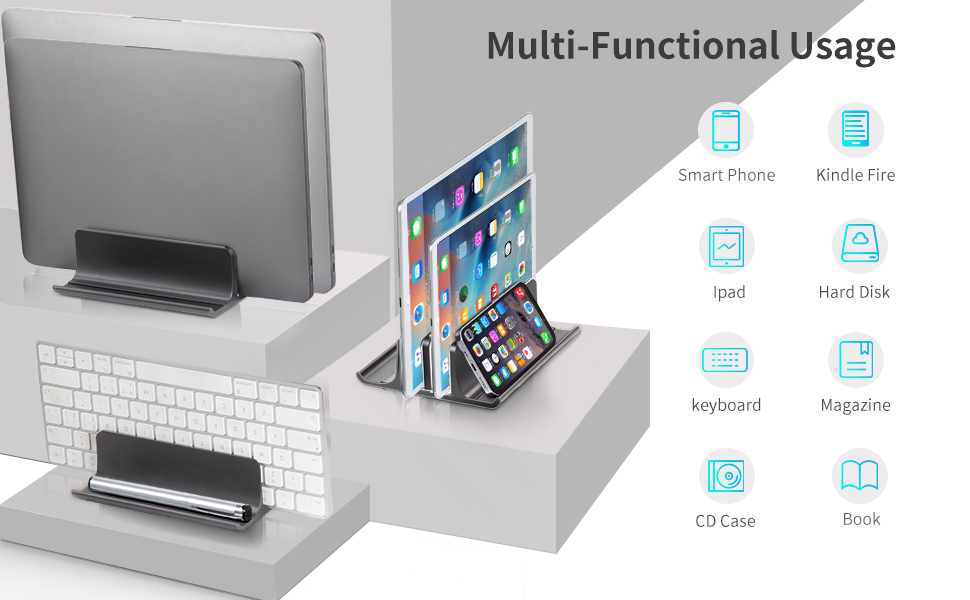 Підставка для ноутбука VAYDEER вертикальна, регульована, алюмінієва, для MacBook, iPad, ноутбуків до 17.3 дюйма - чорна