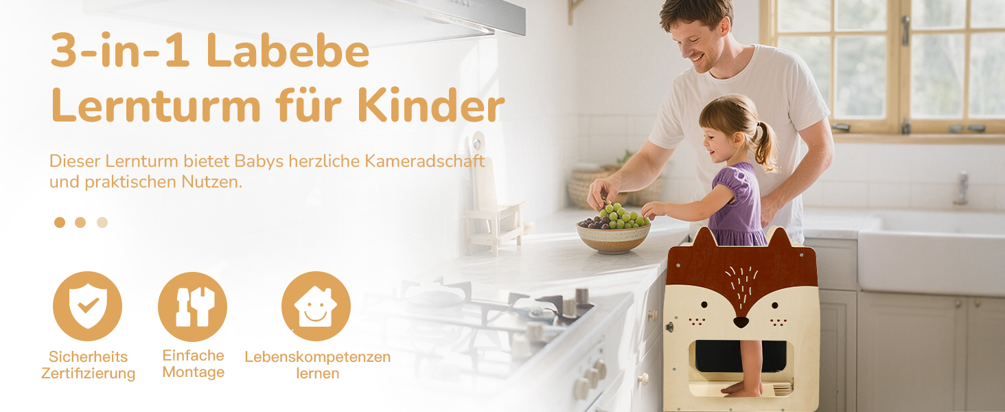 Стілець-лесенка для дітей Labebe Montessori, 3 в 1, з дошками для повідомлень, 92 x 38.5 x 42 см