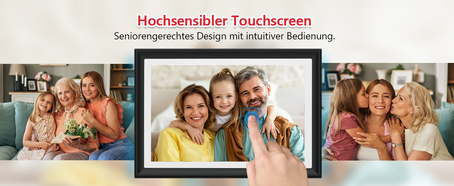 FRAMEO Цифровий фоторамка 15.6 дюймів WiFi, FHD 1920x1080, 32GB, IPS сенсорний екран, автоповорот, кріплення на стіну. Діліться фото та відео через додаток FRAMEO