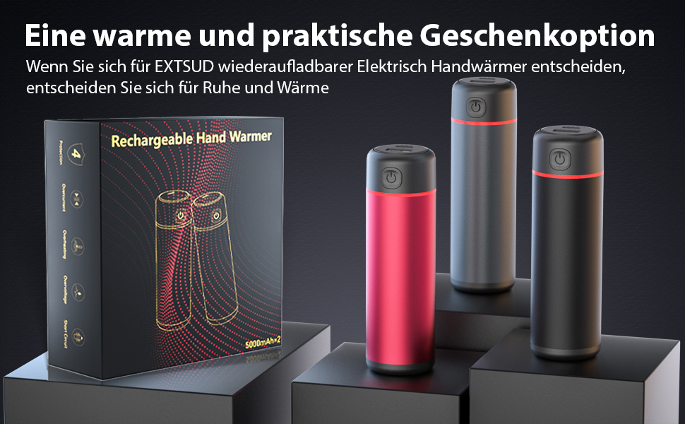 Електричний грієчка для рук EXTSUD 10000mAh: портативний зарядний пристрій, Powerbank, подарунок на зиму для чоловіків та жінок сірого кольору