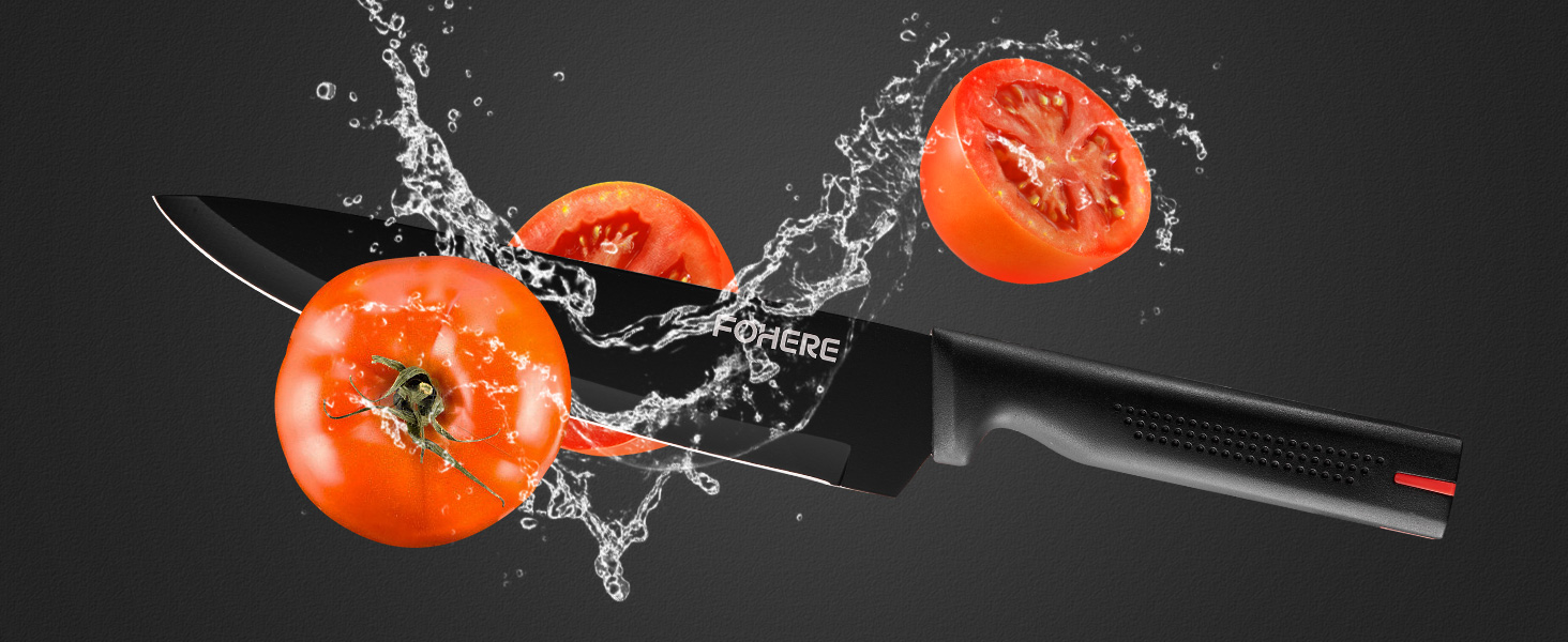 Набір ножів FOHERE 13 предметів з точилкою: якісний набір кухонних ножів з нержавіючої сталі з точилкою та підставкою, чорний граніт