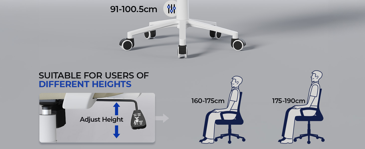 Офісний стілець Yaheetech ергономічний з сітчастою спинкою, регульований, з підлокітниками, бежевий, до 136 кг