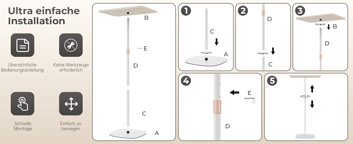 Регульований підставка для ноутбука, мобільний столик для дому, офісу та школи, білий