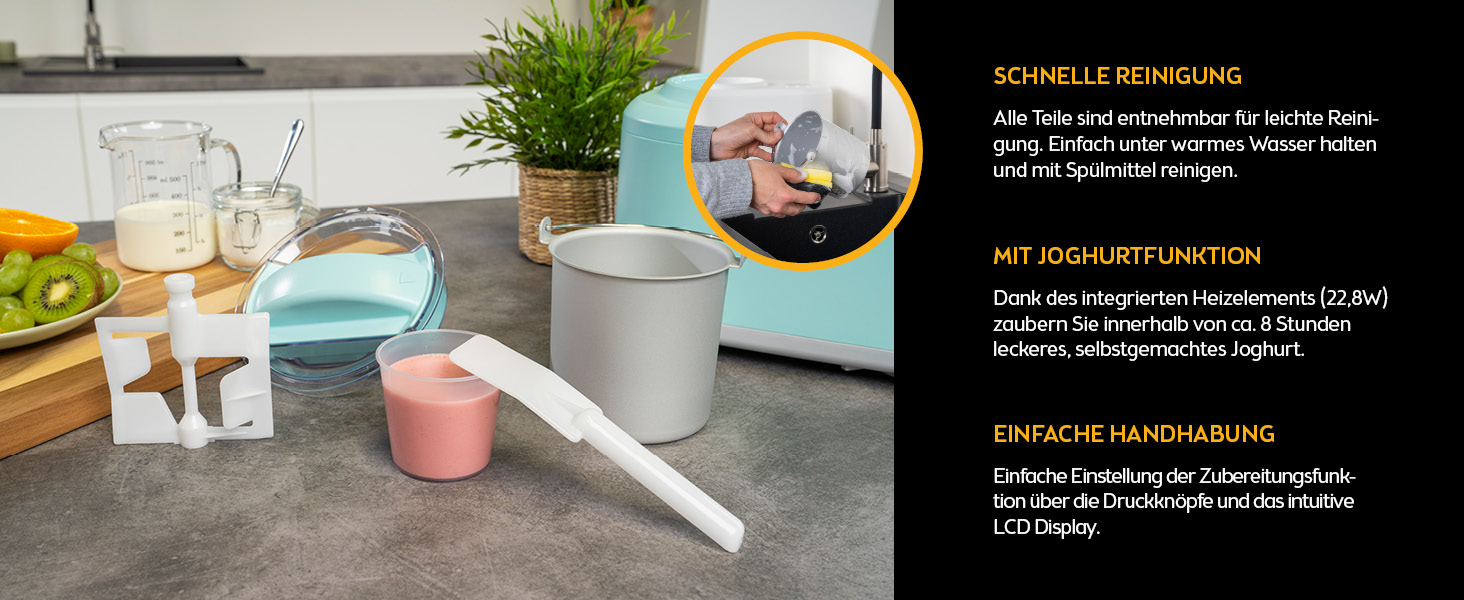 Електрична морозиво-машина TZS First Austria 1L з компресором 3-в-1 - для морозива, сорбету та замороженого йогурту, з мірним стаканчиком та лопаткою, колір м'ятний