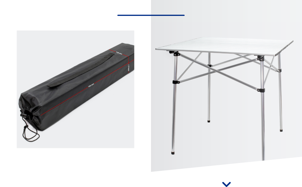 Складаний кемпінговий стіл Wiltec з алюмінієвою стільницею, регульована висота, навантаження до 30 кг (70x69 см) для відпочинку на природі та балкона