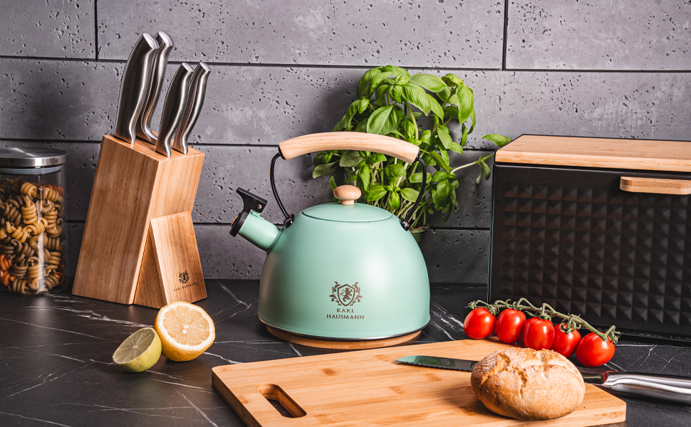 Електричний чайник Karl Hausmann 2.5L з автоматичним свистком - нержавіюча сталь, для Induktion, Gas та Electric плит