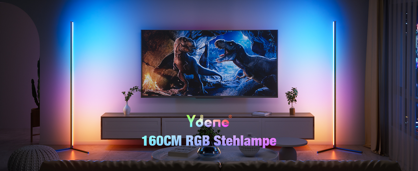 Світлодіодний торшер Ydene 165см RGB, з регулюванням яскравості, музичні режими APP, зміна кольору, сучасний, для вітальні та інше