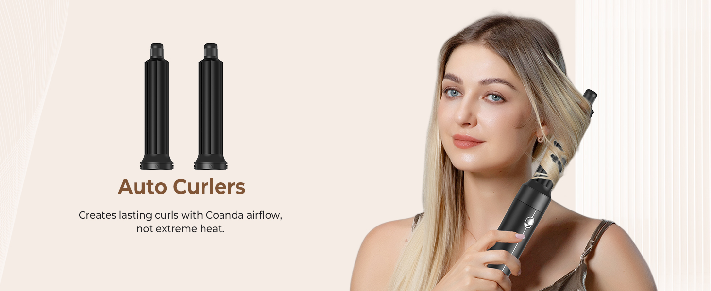 Hairstyler UKLISS Pro 7-в-1 з іонізацією: фен-щітка, кругла щітка, аеробраш для створення локонів (Чорний)