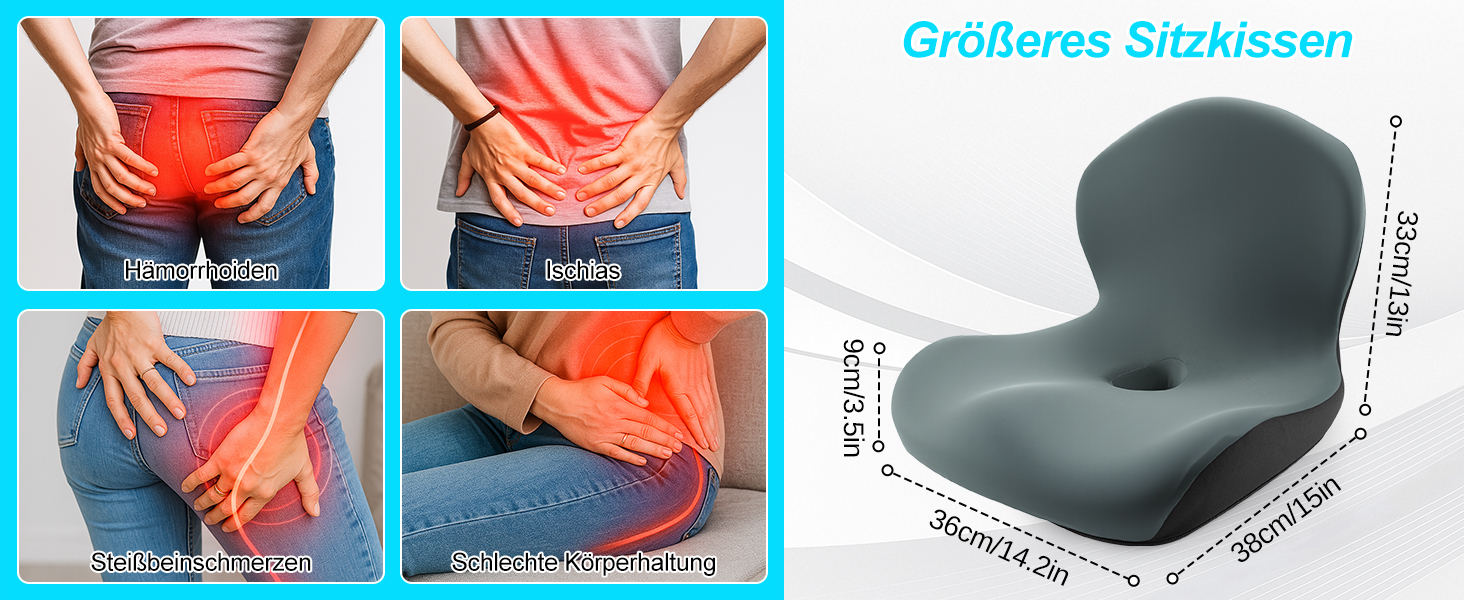 Подушка для спини та сидіння з Memory Foam L-подібна, з підтримкою попереку, для офісного крісла, темно-зелена - зняття болю в спині та куприку