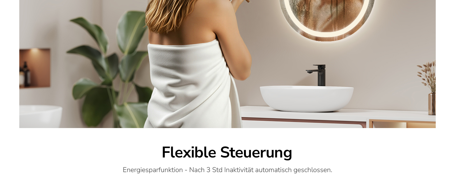 EMKE Дзеркало для ванної кімнати з підсвічуванням 50x90 см овальне з сенсорним вимикачем, 3 кольори світла, регулювання яскравості, антизапарник, функція пам'яті, автоматичне вимкнення через 3 години