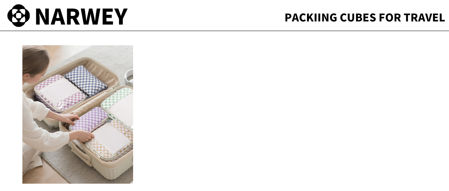 Набір органайзерів для валізи та рюкзака Narwey, 6 шт, компресійні пакувальні куби для подорожей, синій з візерунком