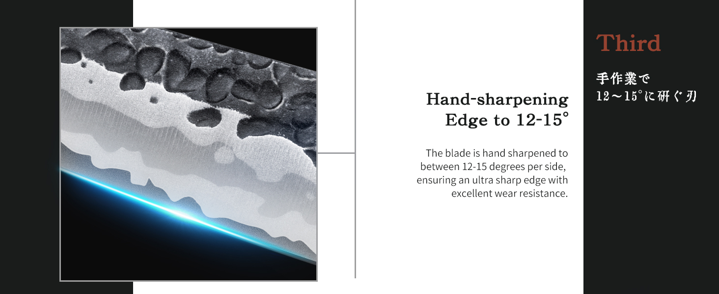 Японський ніж Сантоку HOSHANHO 18 см, ручна робота, з високоякісної сталі, ергономічна ручка, подарункова коробка (ніж-шпелінер 9,5 см)