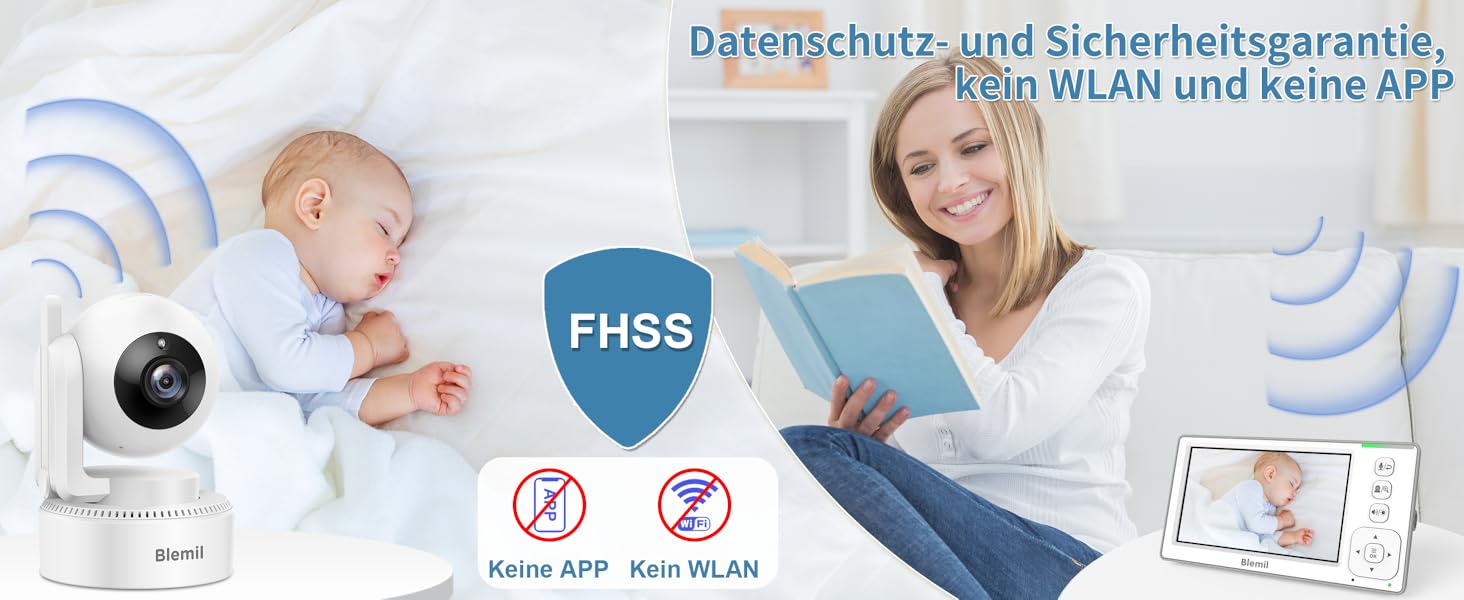 Відеоняня Blemil з 2 камерами, 4.3'' IPS монітором Split-Screen, зумом 2X та акумулятором на 29 годин, функція повороту та нахилу (без Wi-Fi)