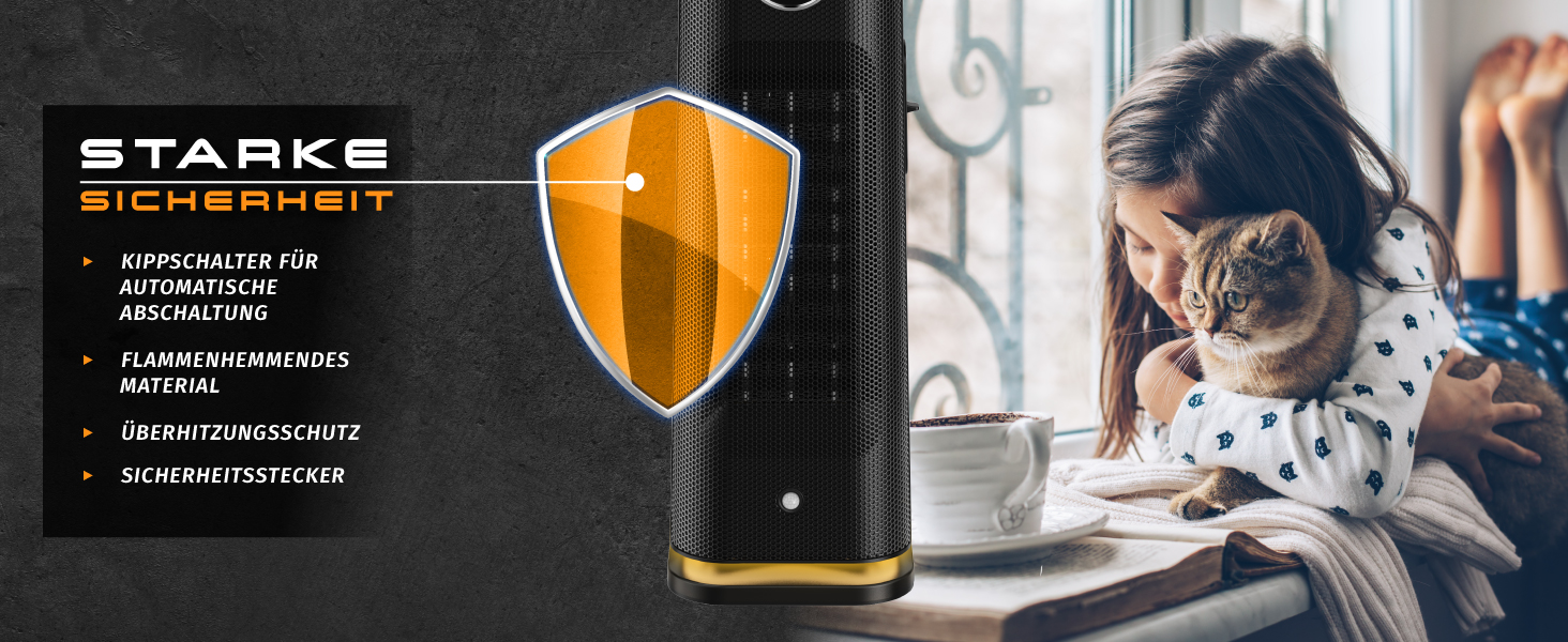 Обігрівач Brandson з пультом керування, 2000 Вт, ECO режим, осциляція, захист від дітей, таймер, LED-підсвічування, для ванної, вітальні, офісу, дитячої кімнати