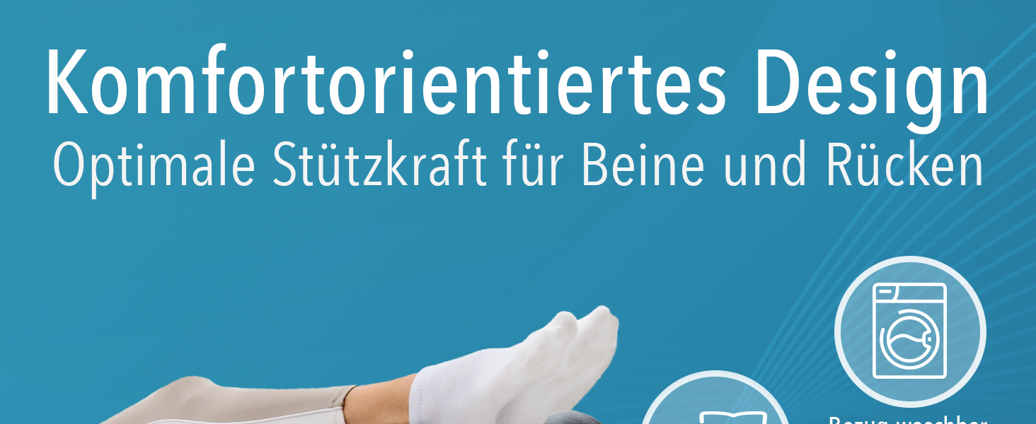 Ортопедична подушка для ніг Blumtal - регульована висота, проти набряків ніг, для дорослих, знімний чохол, білий/сірий