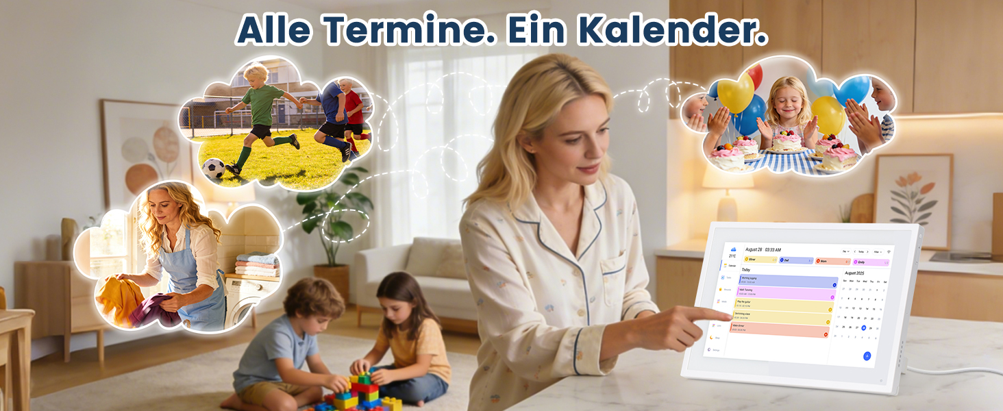 Цифрова фоторамка Frameo 10.1 дюймів WLAN, Full HD IPS сенсорний екран 1280x800, 32ГБ пам'ять, автоматичний поворот, можливість монтажу на стіну, керування через додаток Frameo (Білий)