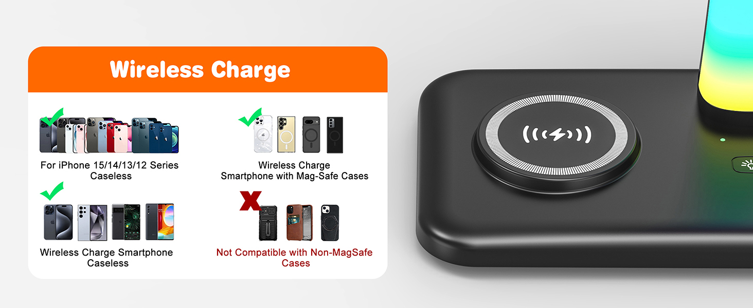 Підставка для навушників Jubor 3 в 1 RGB з бездротовим зарядним пристроєм 15W та 9 режимами підсвічування