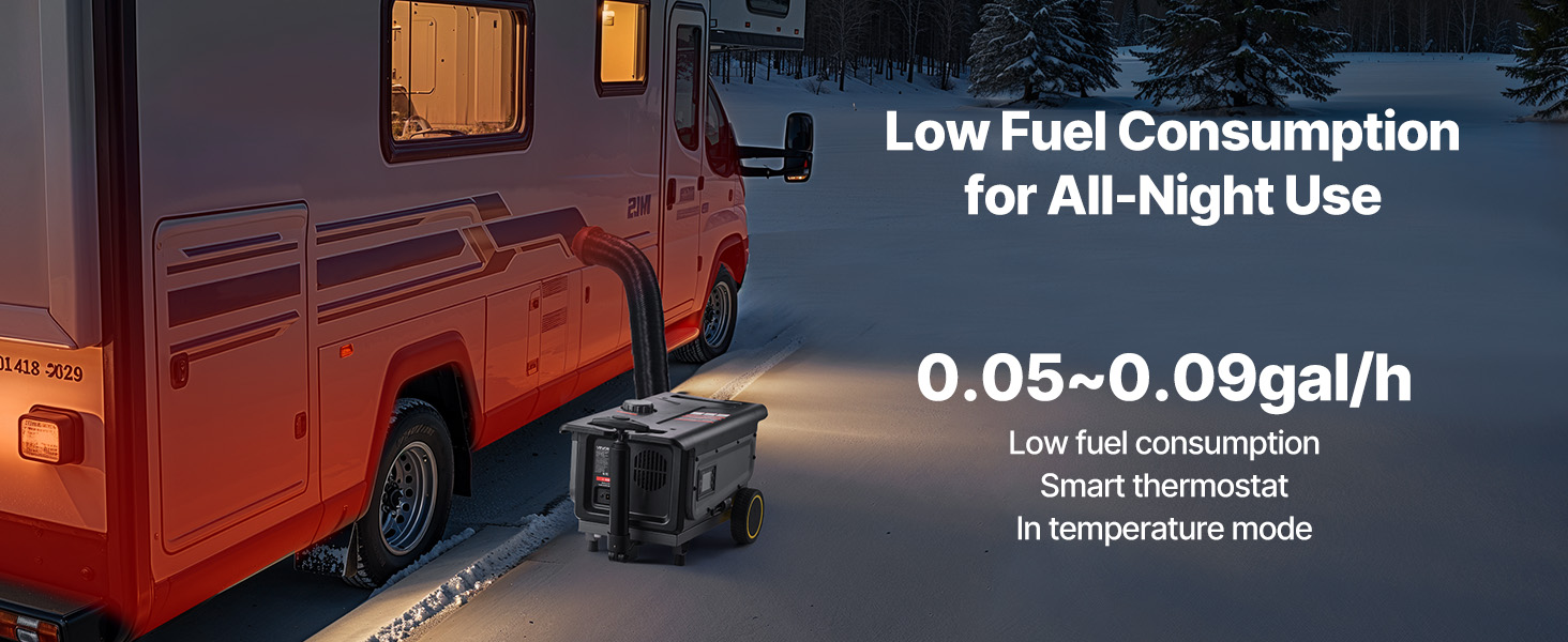 Дизельний обігрівач VEVOR 8 кВт, 12/24V, портативний з Bluetooth, пультом та LCD, 5л бак для вантажівок/автобусів