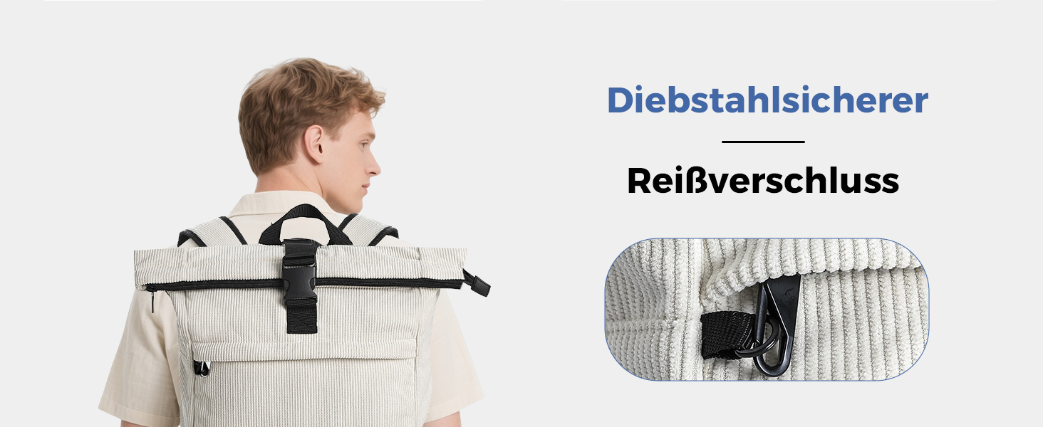 Водонепроникний рюкзак для ноутбука Rolltop 18-25Л, бежевий (30x13x48 см)