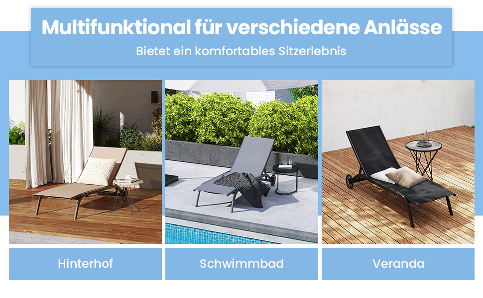 Шезлонг для саду та відпочинку COSTWAY з регульованою спинкою та тканиною, що швидко сохне, коричневий, до 150 кг