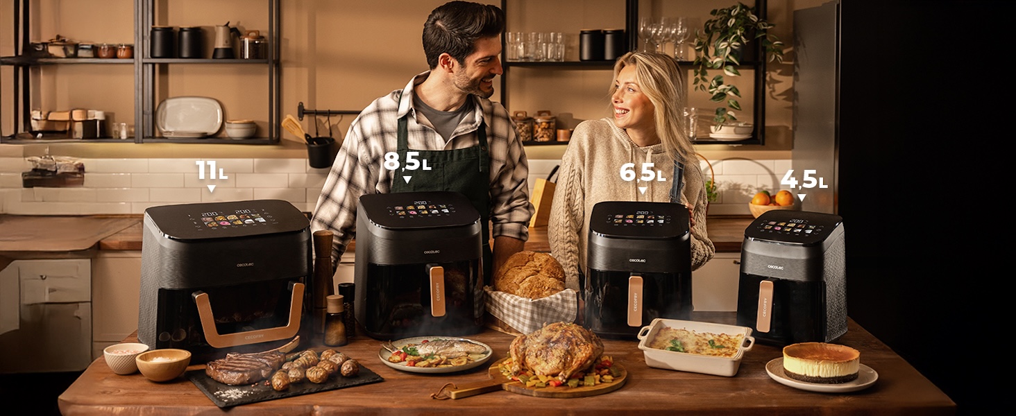 Аерофритюрниця-гриль Cecotec Cecofry&Grill Smokin' 6500 Plus 6.5л, 2200 Вт, з функцією копчення, гриль-платою та вікном, чорна