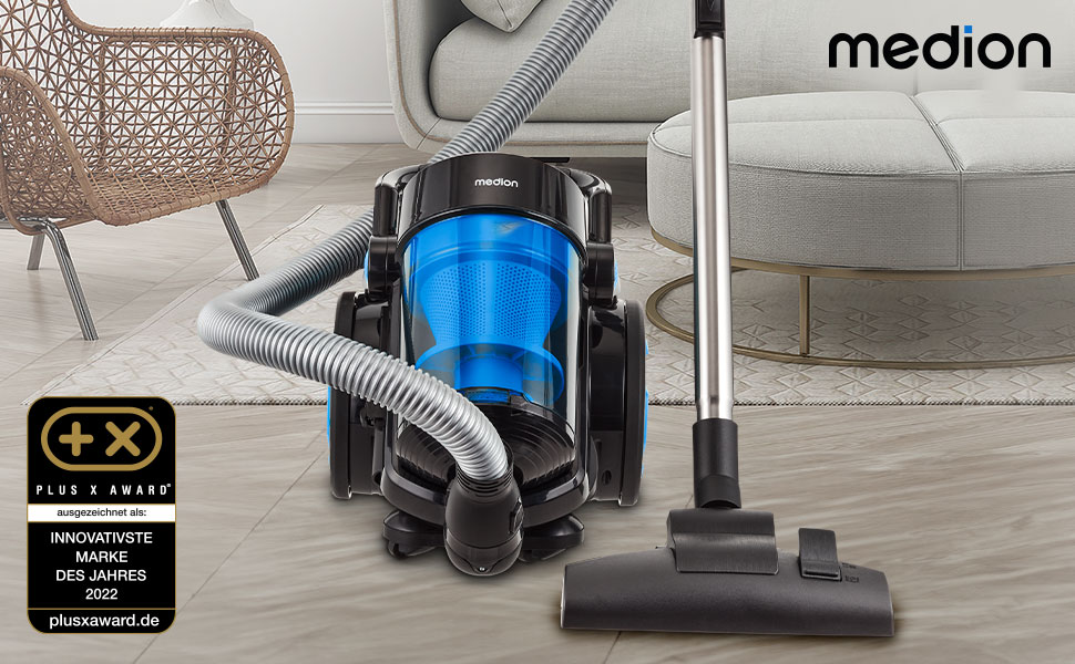 MEDION Безмішковий циклонний пилосос P4000 (900 Вт, 4.3 л, HEPA 13, 11 м, MD 11906) блакитний