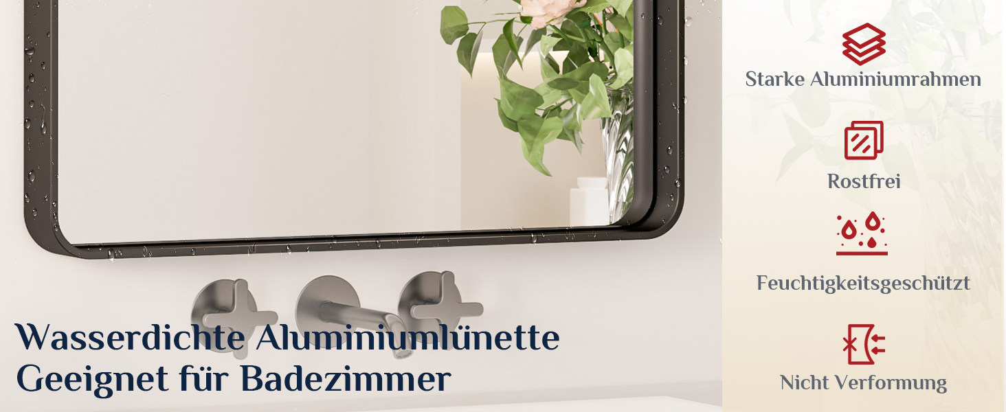 Дзеркало Keonjinn Wand Spiegel 40x50 см з металевим каркасом, прямокутне. Для ванної кімнати, вітальні, спальні, коридору. Чорний колір. Розміри: 90 x 60 см