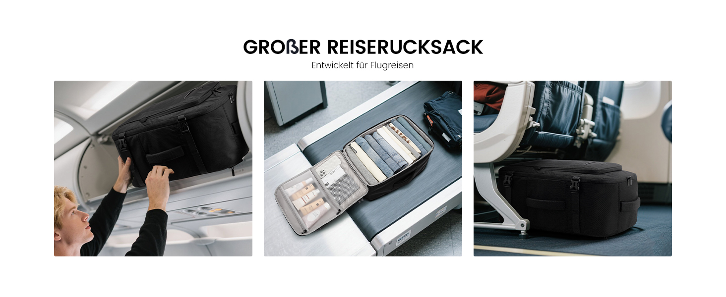 LOVEVOOK Рюкзак ручної поклажі, 18 дюймів, великий, для подорожей, авіакомпаній, чоловічий/жіночий, з відділенням для ноутбука, чорний