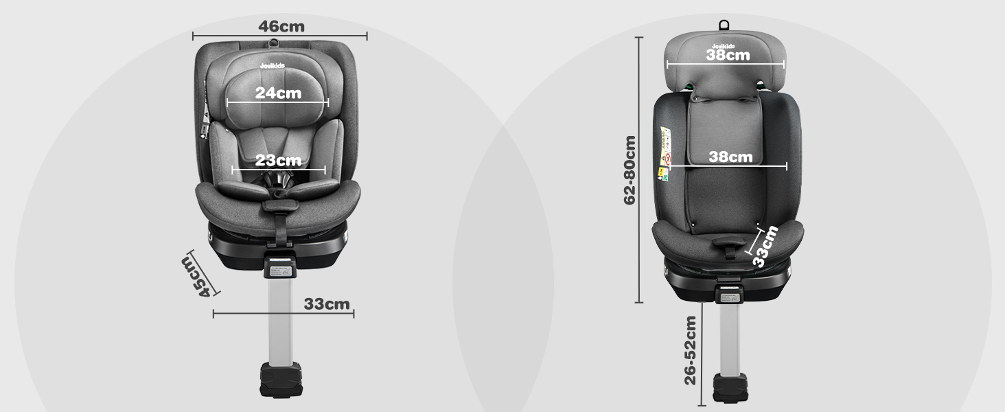 Дитяче автокрісло, що обертається на 360 Jovikids з ISOFIX, i-Size (ECE R129) Дитяче автокрісло групи 01/2/3 Автокрісло, звернене проти напрямку руху, з функцією відкидання та знімним навісом (40-150 см, 0-36 кг, 0-12 років) (чорний)