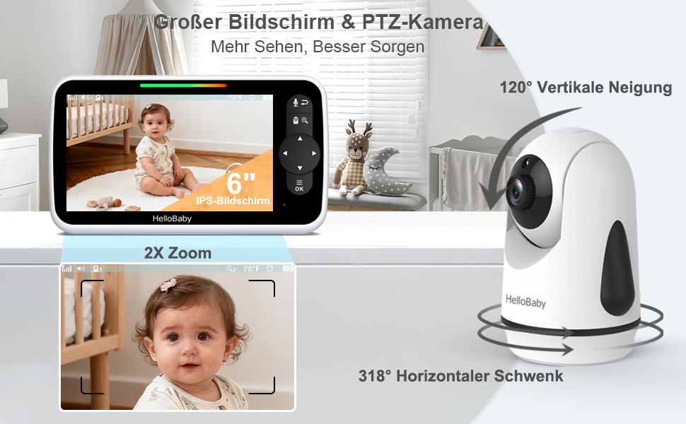 Відеоняня HelloBaby HB6351Plus з камерою та аудіо, 5