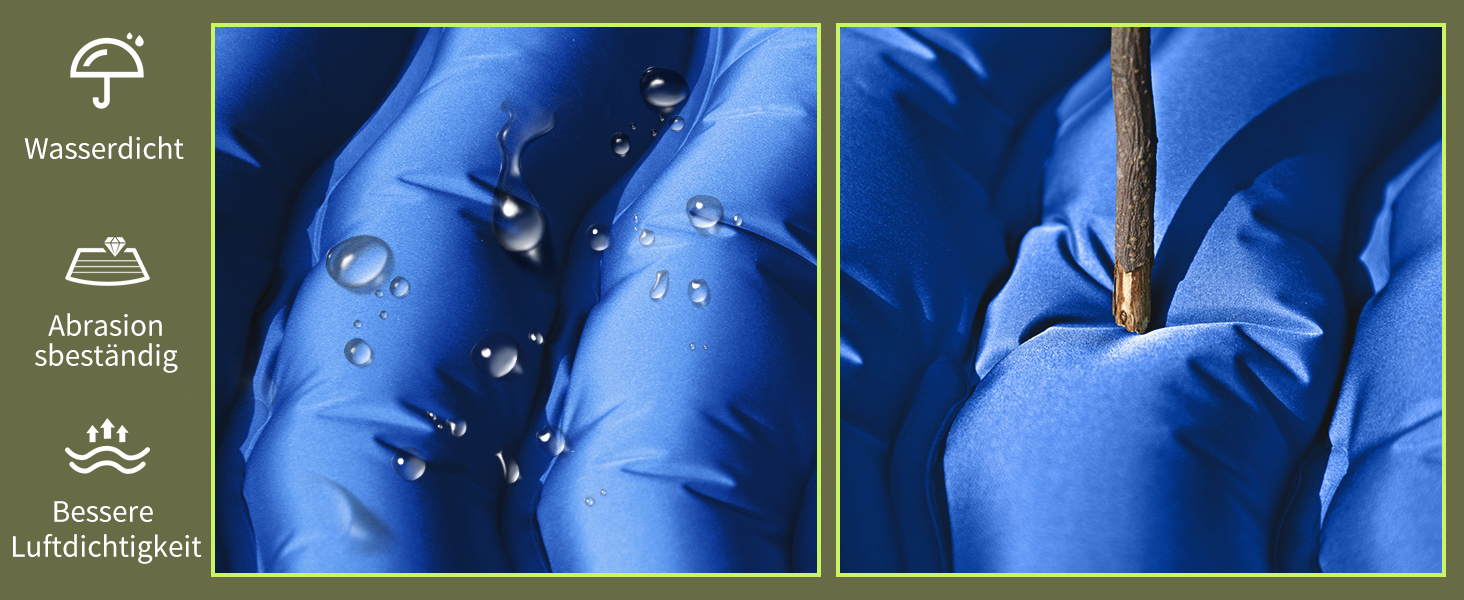 Кемпінговий надувний килимок Yuzonc Isomatte з вбудованим ножним насосом та подушкою, компактний легкий матрац для походів, туризму та пляжу (Blue231)