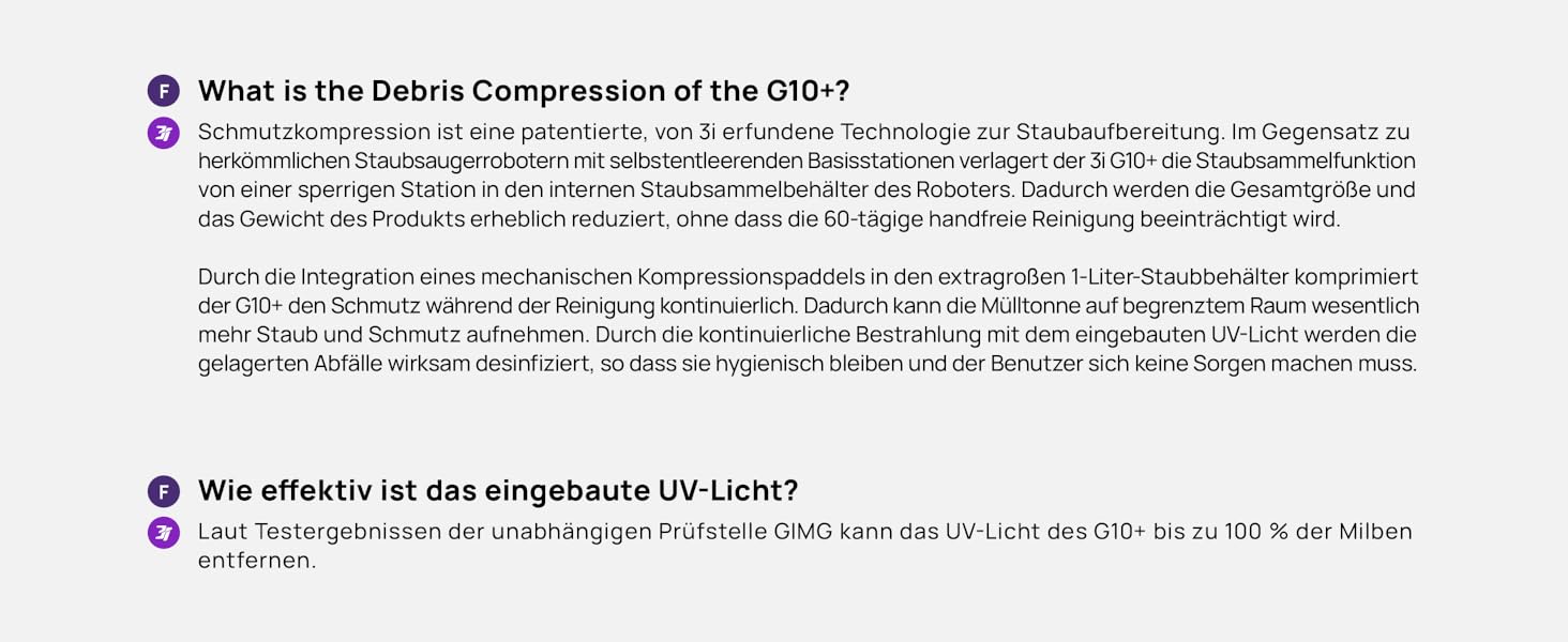 Робот-пилосос 3i G10+ з функцією миття підлоги, автоматичним компакттором сміття, потужністю всмоктування 18000 Па, вбудованою бічною щіткою та миючим мопом, інтелектуальною навігацією та уникненням перешкод за допомогою ШІ