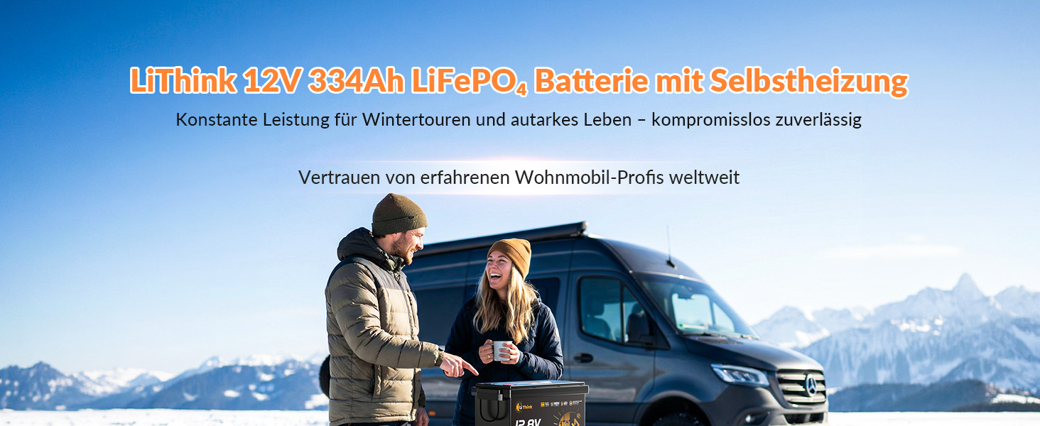LiFePO4 акумулятор 12V 100Ah H190 ECE R10 з Bluetooth 5.4 для кемпера та автобудинку (Lithium Batterie 12V 334Ah MINI BT)