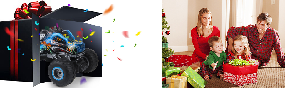 Радіокерований позашляховик Динозавр 1:16 RC Monster Truck з розпилювачем, музикою, LED-підсвіткою, 2.4GHz, 20км/год для дітей від 3 років