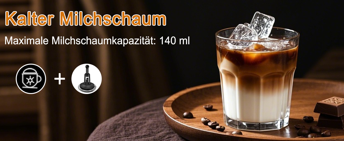 Електричний піноутворювач молока 4-в-1 з контролем температури. Підходить для капучино, лате та гарячого шоколаду. 2 насадки для різних типів пінки.