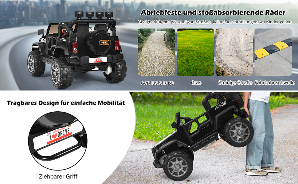 Дитячий електромобіль COSTWAY на 2 місця, 12V, з пультом, MP3, музикою, сигналом і фарами, для дітей від 3 років, чорний