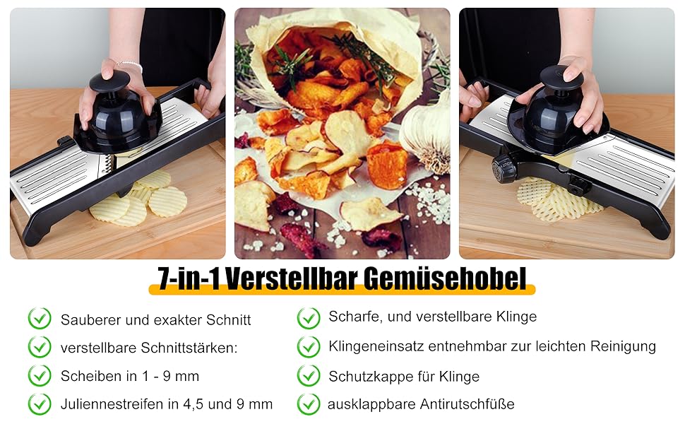 Мандоліновий ніж, 7-в-1, набір для нарізки овочів: овочерізка, тертка для картоплі, цибулі, огірків, капусти, рукавички та щітка для чищення