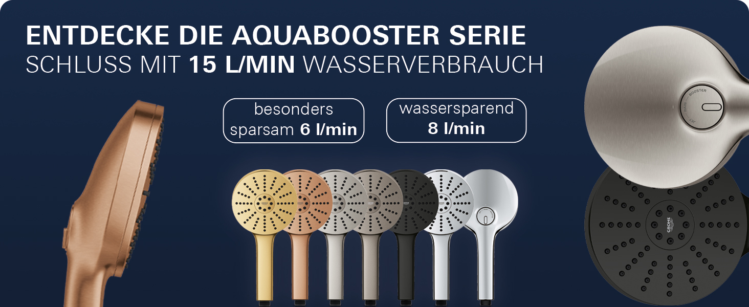 Душова лійка GROHE Vitalio Joy 120 з функцією Boost та AquaBooster, 3 режими струменя, економна (8 л/хв), хром, 1348640000