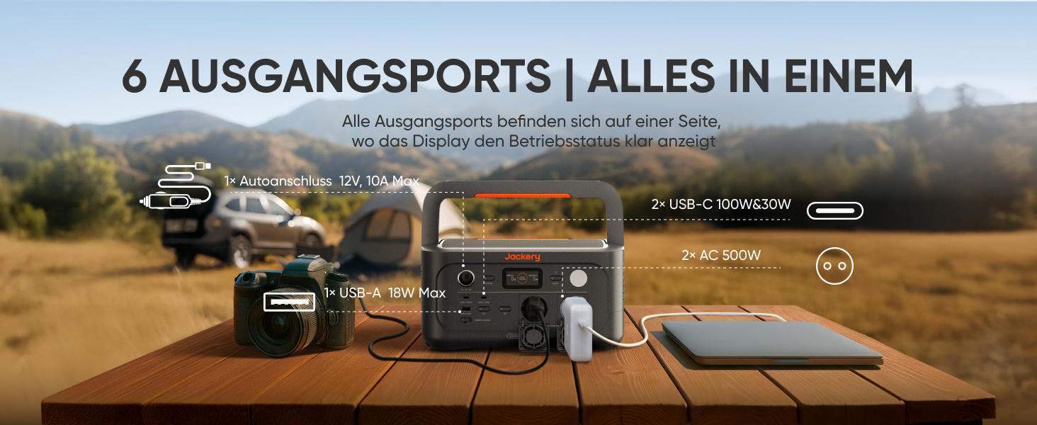 Портативна електростанція Jackery Explorer 500 V2, ємність 512 Wh, номінальна потужність 500 W, пікова потужність 1000 W