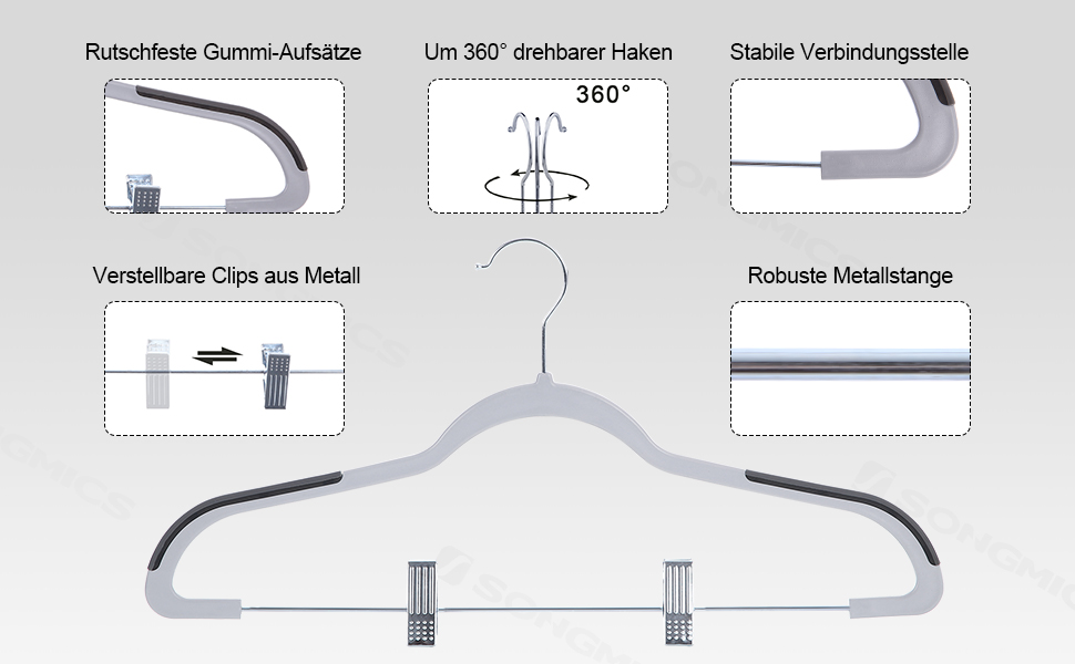 Вішалка для штанів SONGMICS пластикова, набір з 12 предметів