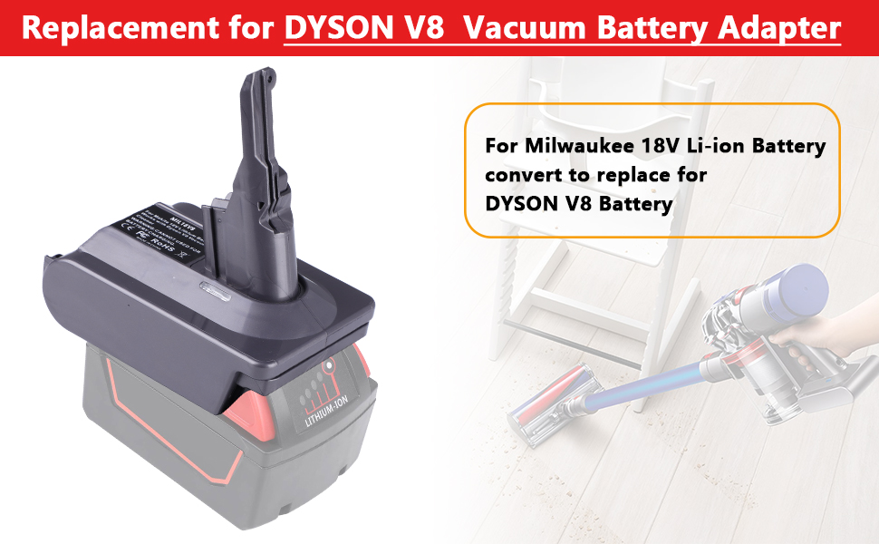 Адаптер акумулятора EID для пилососа Dyson V7/V8, Einhell 18V до Dyson (також для акумулятора Milwaukee)