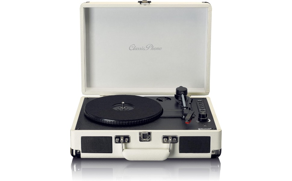 Вініловий програвач Lenco Classic Phono TT-116 з Bluetooth, 3 швидкості (33/45/78 об/хв), RCA-вихід, вбудовані стереодинаміки, вінтажний дизайн, кремовий колір